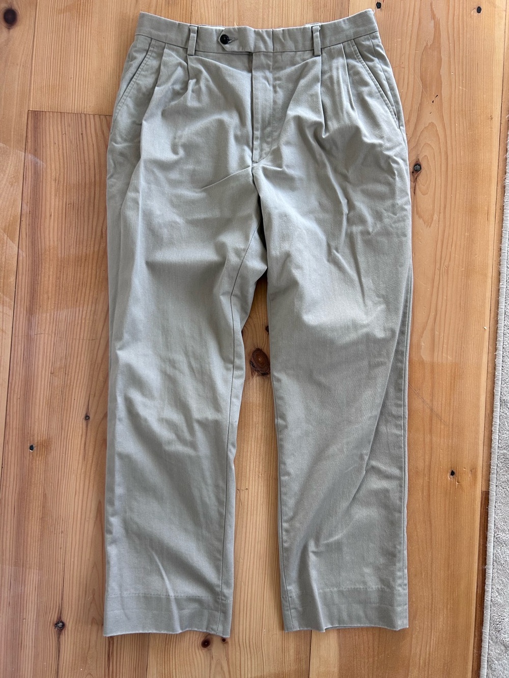 Men's Nautica Chino Khaki Pleated Pants Business Casual 34x30 100% Cotton